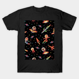 Vintage Space Japanese Paper Black T-Shirt